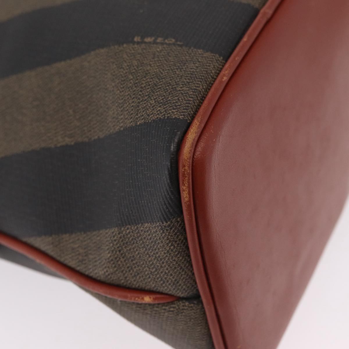 FENDI Pecan Canvas Hand Bag PVC 2way Black Brown Auth ep16407