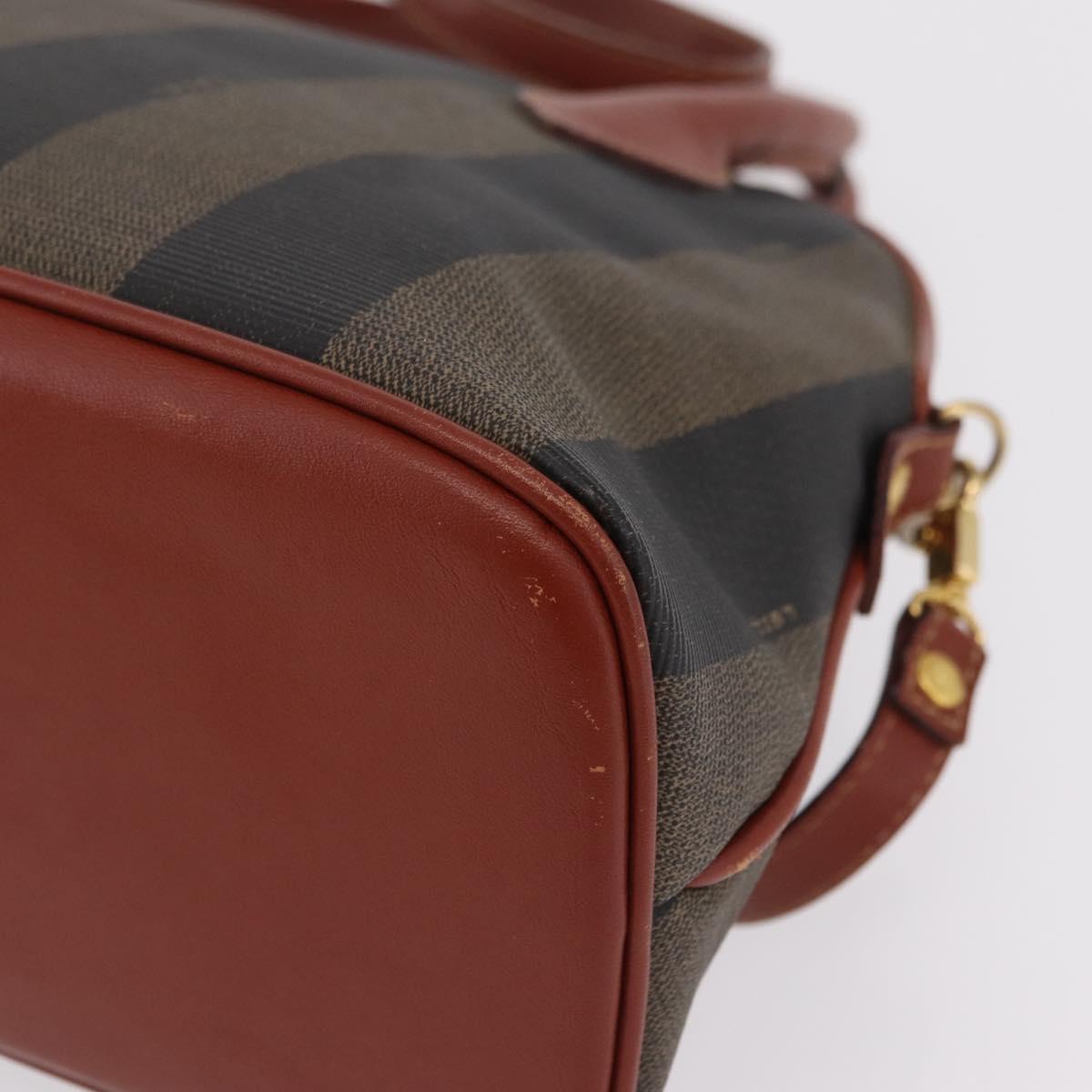 FENDI Pecan Canvas Hand Bag PVC 2way Black Brown Auth ep16407