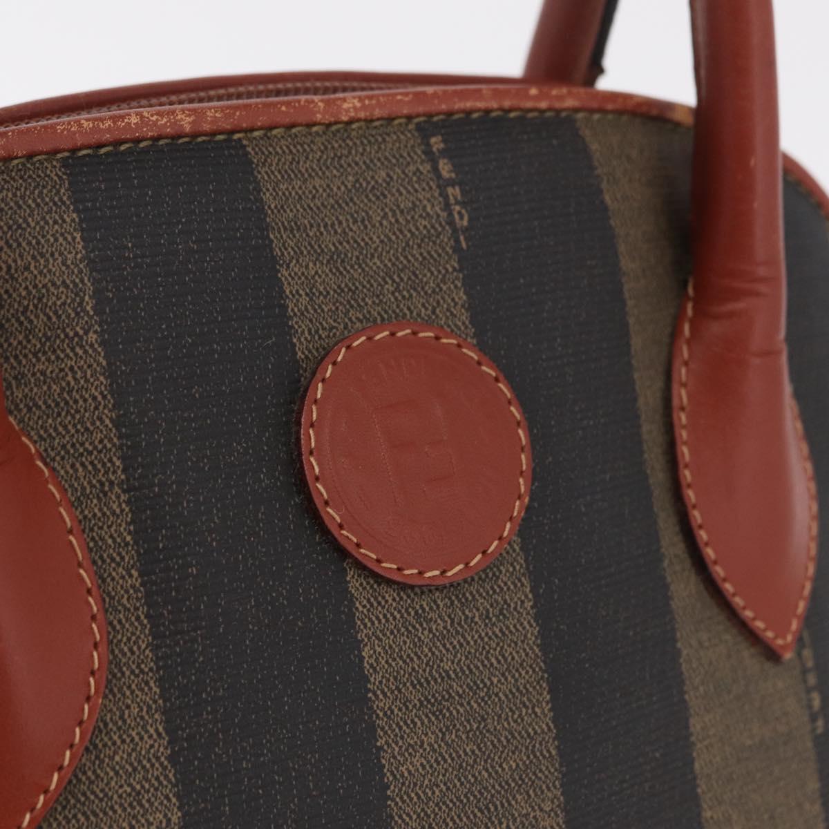 FENDI Pecan Canvas Hand Bag PVC 2way Black Brown Auth ep16407