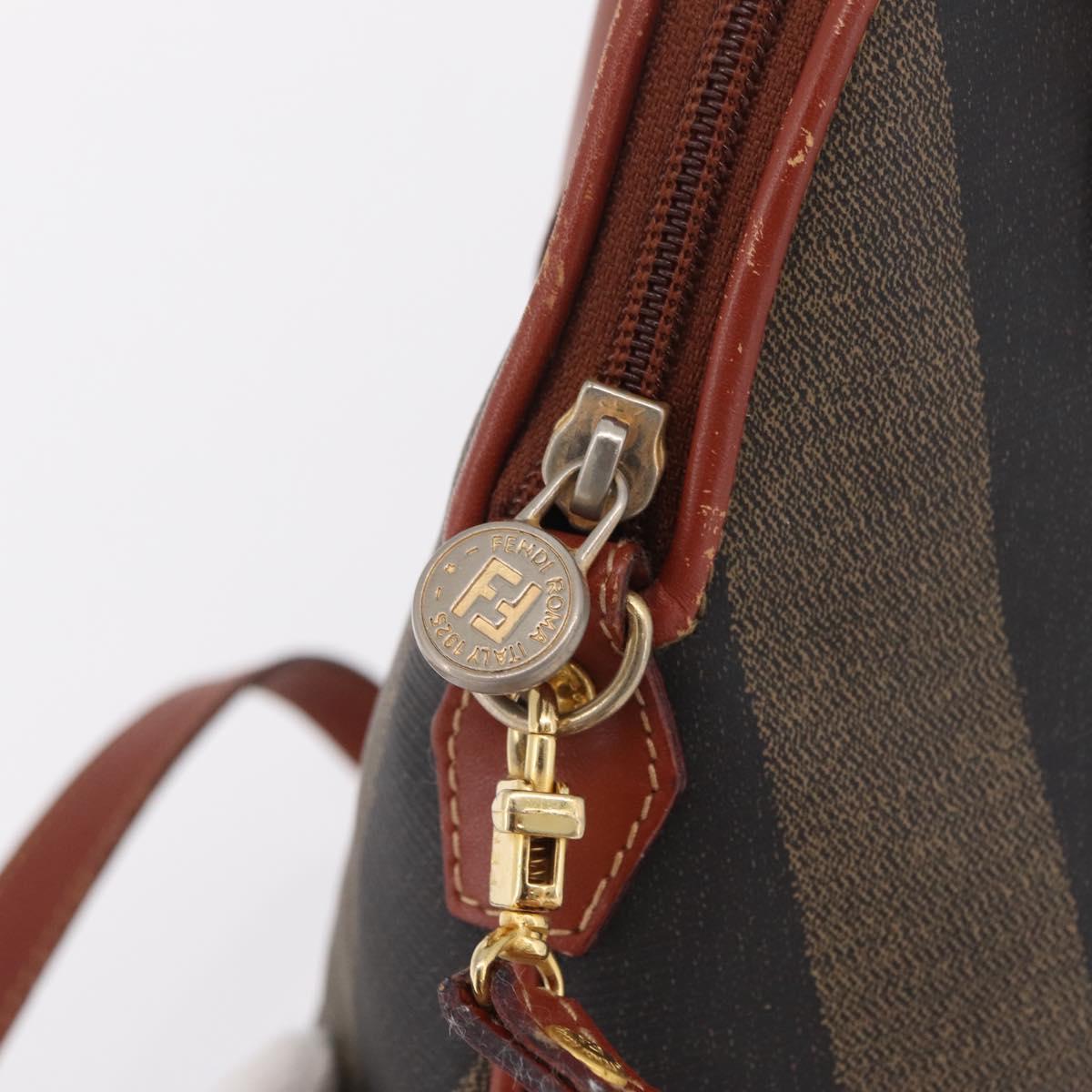 FENDI Pecan Canvas Hand Bag PVC 2way Black Brown Auth ep16407