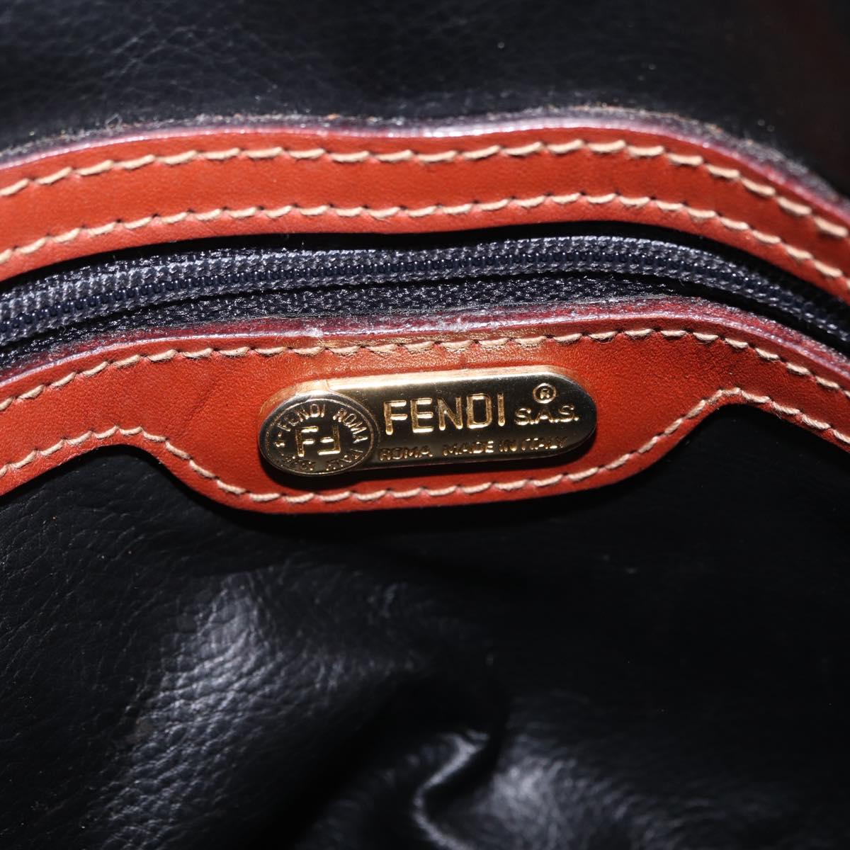FENDI Pecan Canvas Hand Bag PVC 2way Black Brown Auth ep16407