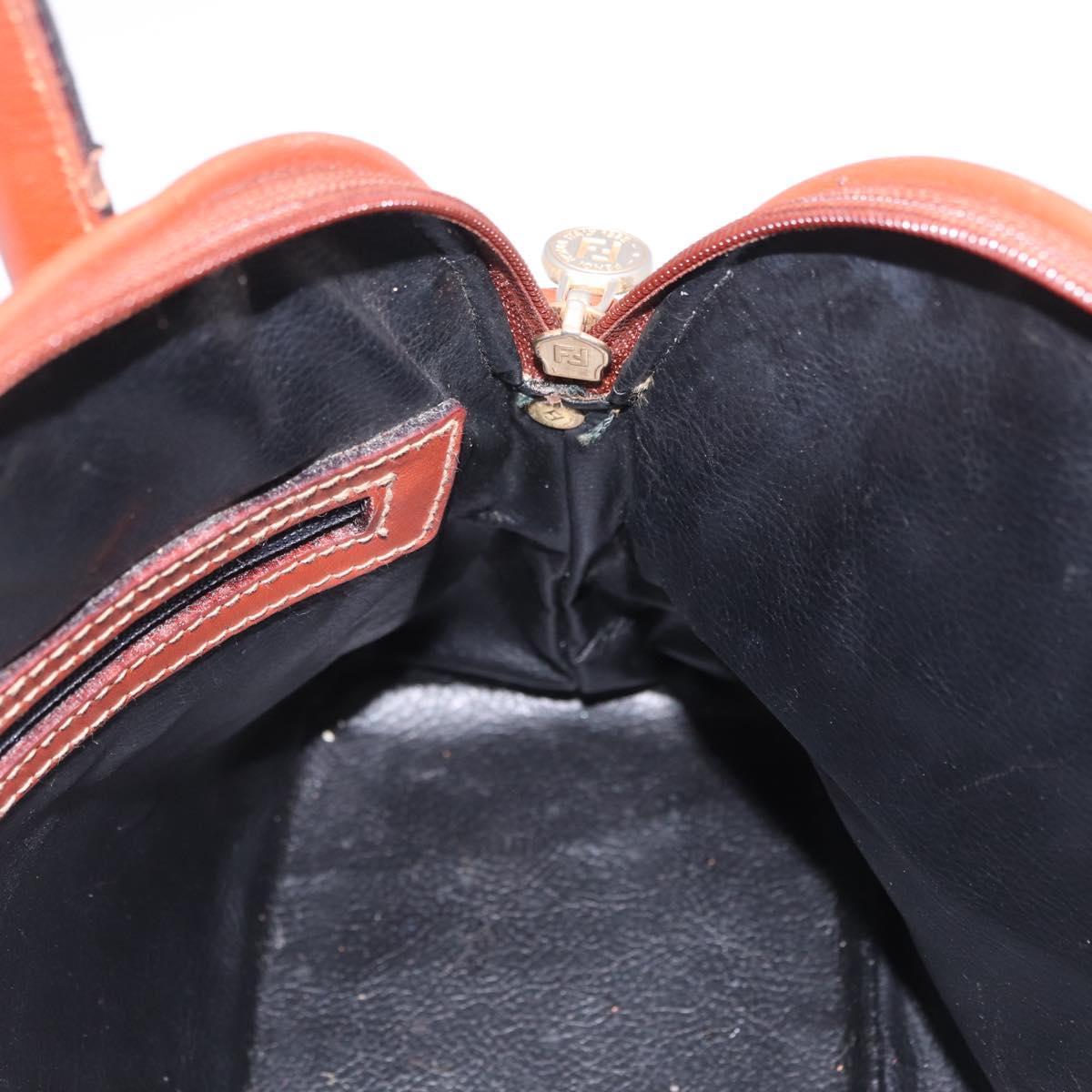 FENDI Pecan Canvas Hand Bag PVC 2way Black Brown Auth ep16407