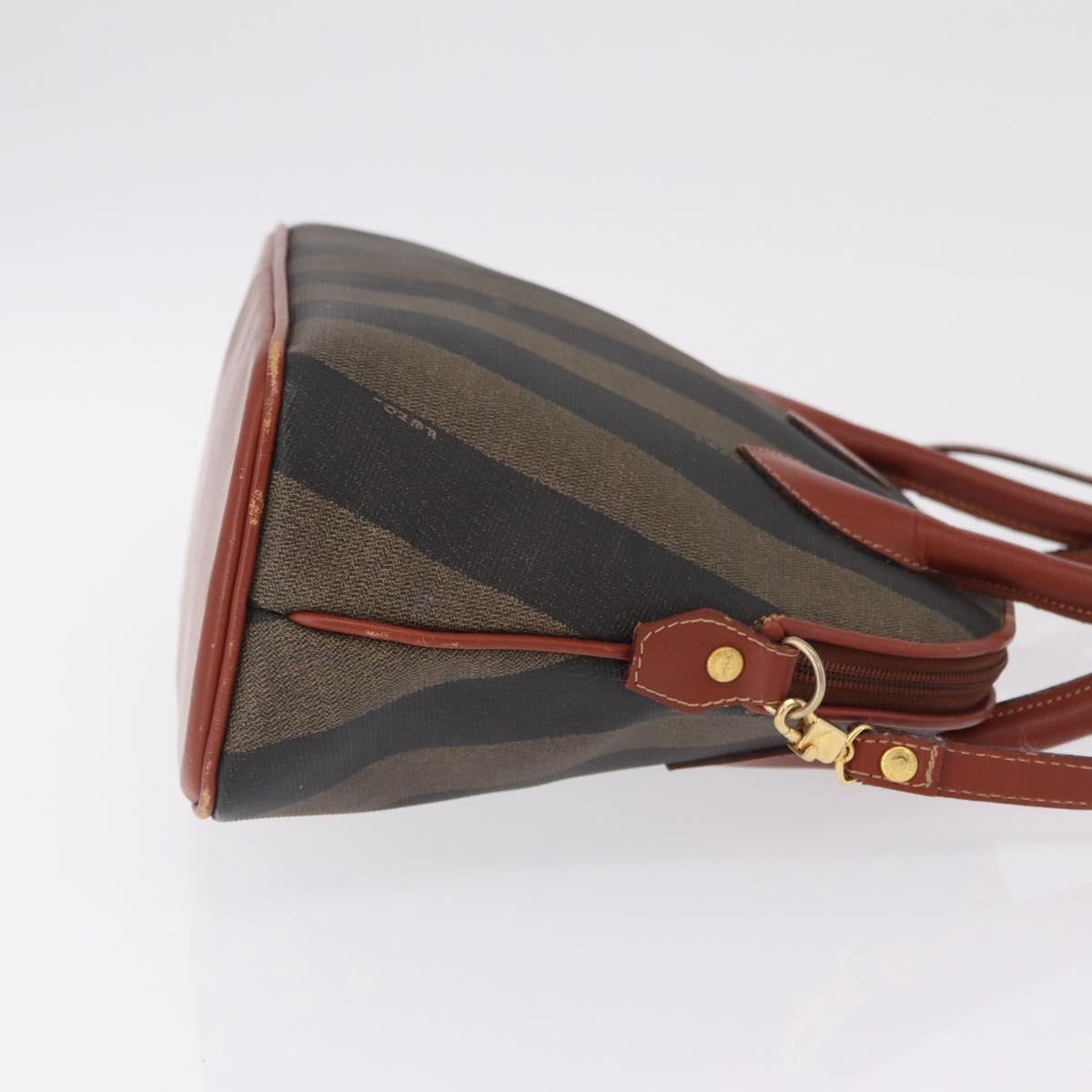 FENDI Pecan Canvas Hand Bag PVC 2way Black Brown Auth ep16407