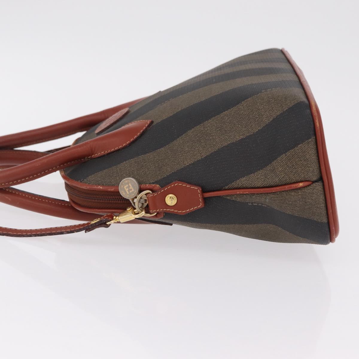 FENDI Pecan Canvas Hand Bag PVC 2way Black Brown Auth ep16407