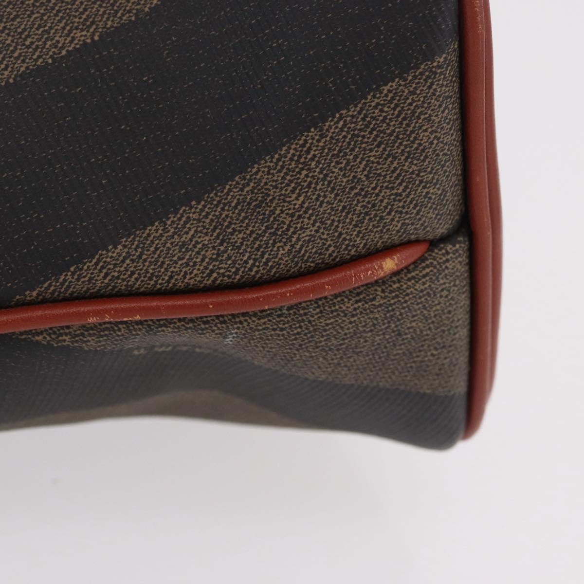 FENDI Pecan Canvas Hand Bag PVC 2way Black Brown Auth ep16407
