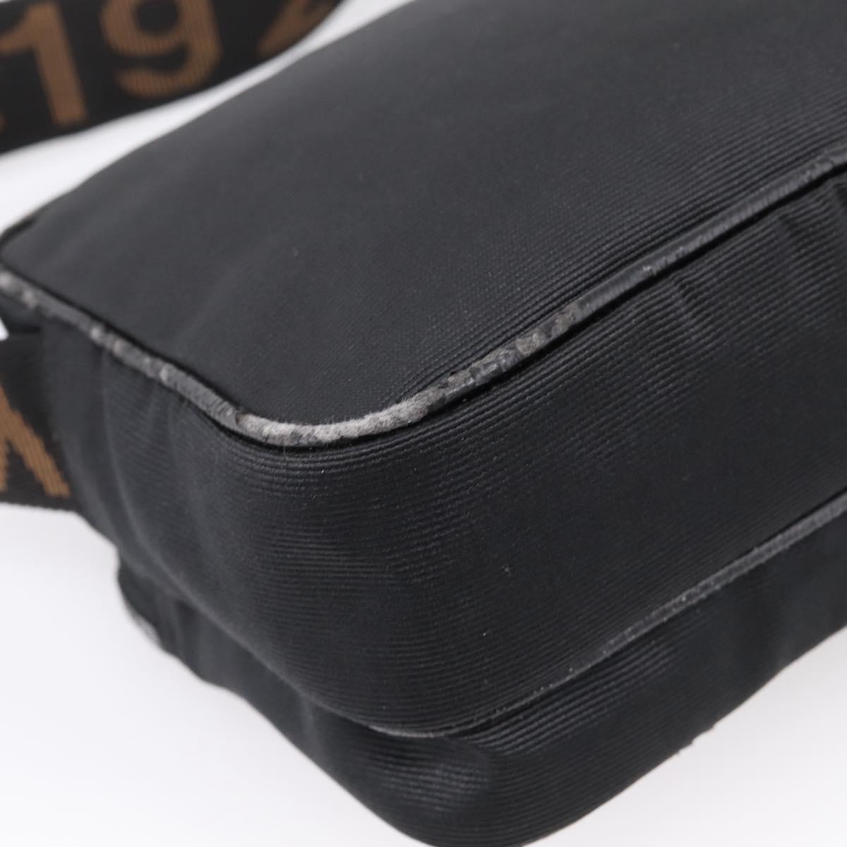 FENDI Shoulder Bag Canvas Black Gold Auth ep16408