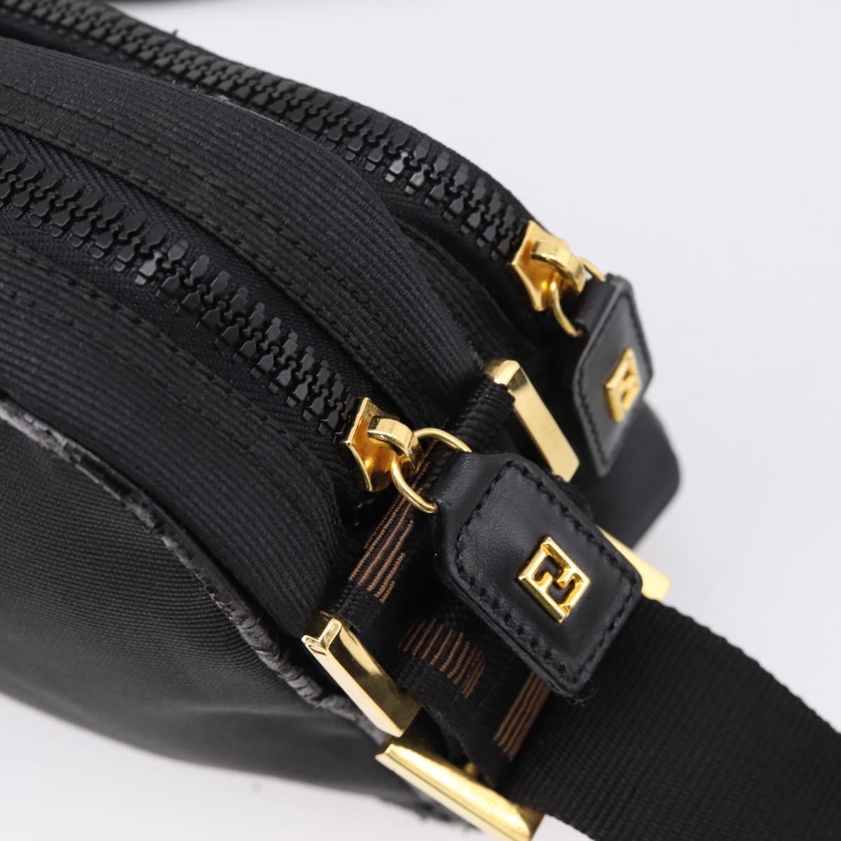 FENDI Shoulder Bag Canvas Black Gold Auth ep16408