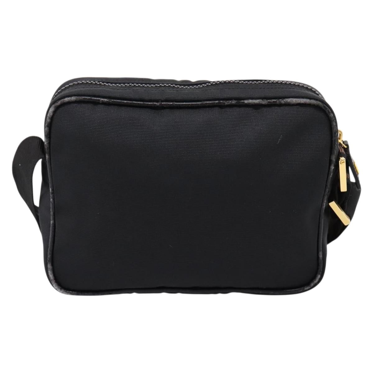 FENDI Shoulder Bag Canvas Black Gold Auth ep16408