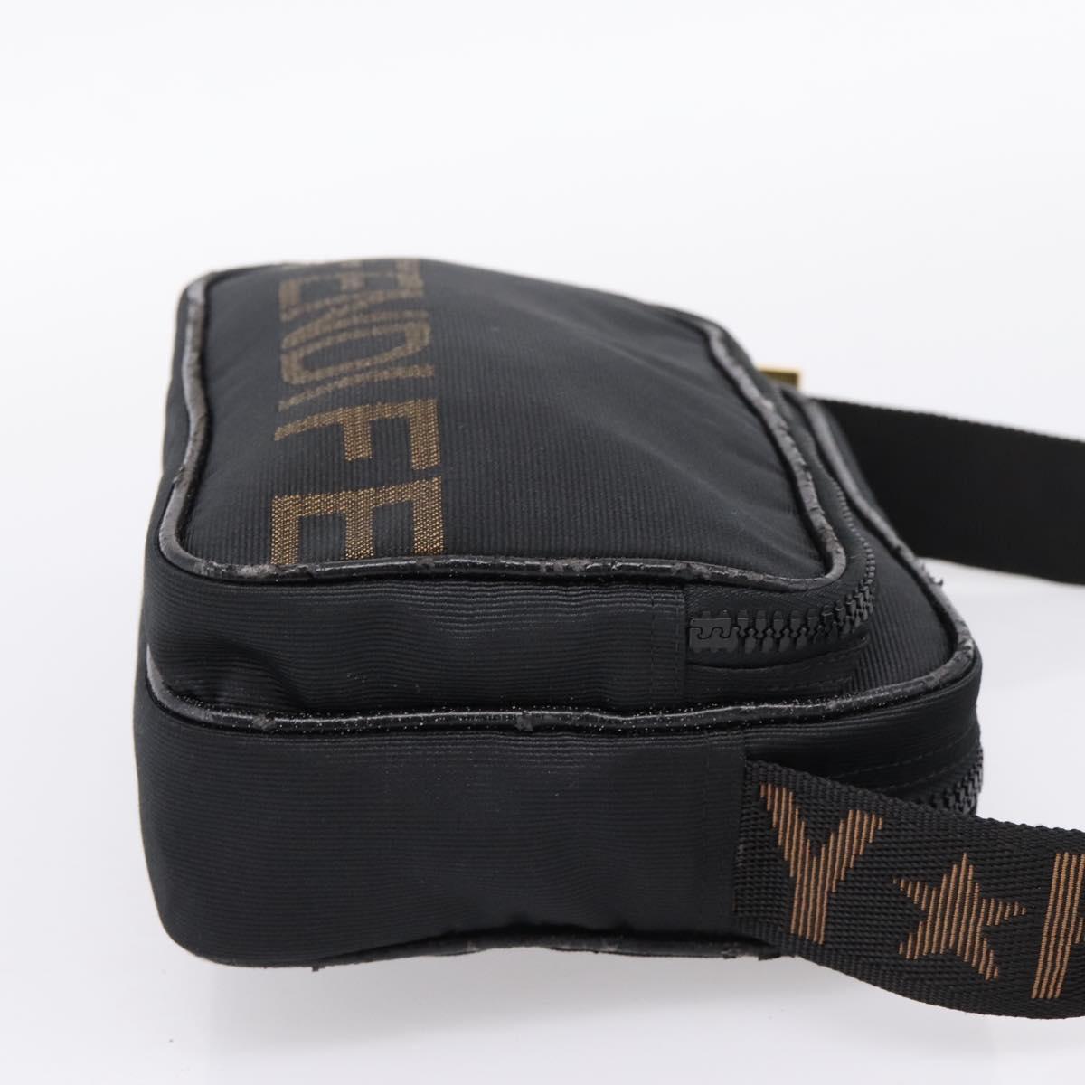 FENDI Shoulder Bag Canvas Black Gold Auth ep16408