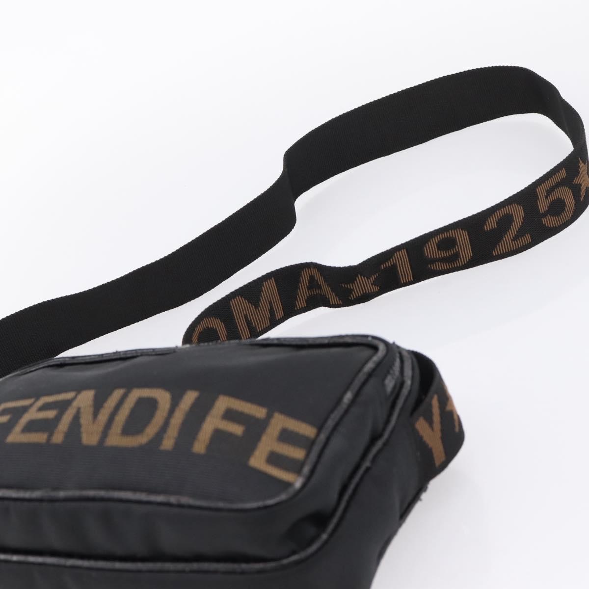 FENDI Shoulder Bag Canvas Black Gold Auth ep16408