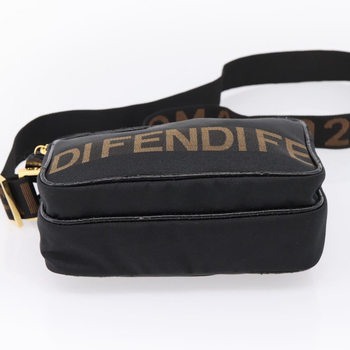 FENDI Shoulder Bag Canvas Black Gold Auth ep16408