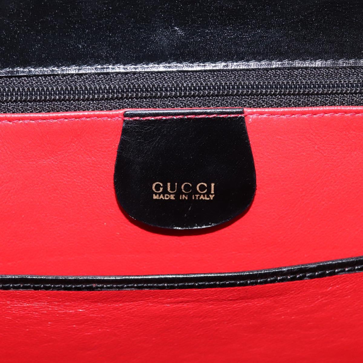 GUCCI Bamboo Hand Bag Leather 2way Black Gold 000 926 0633 Auth ep16411V