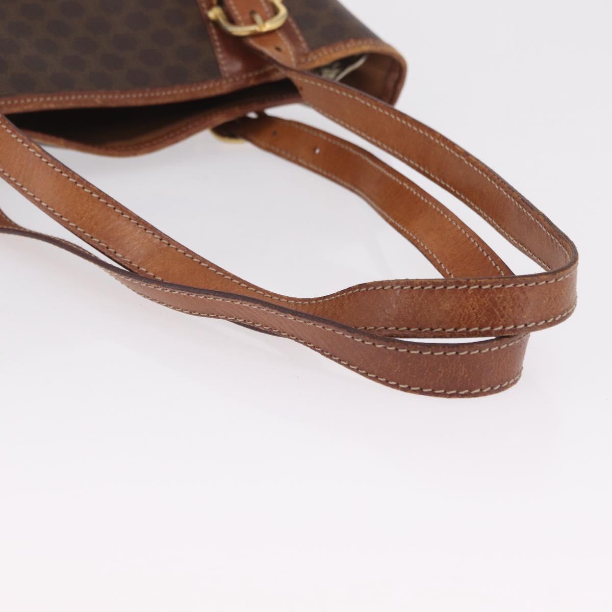 CELINE Macadam Canvas Tote Bag PVC Leather Brown Gold Auth ep16417