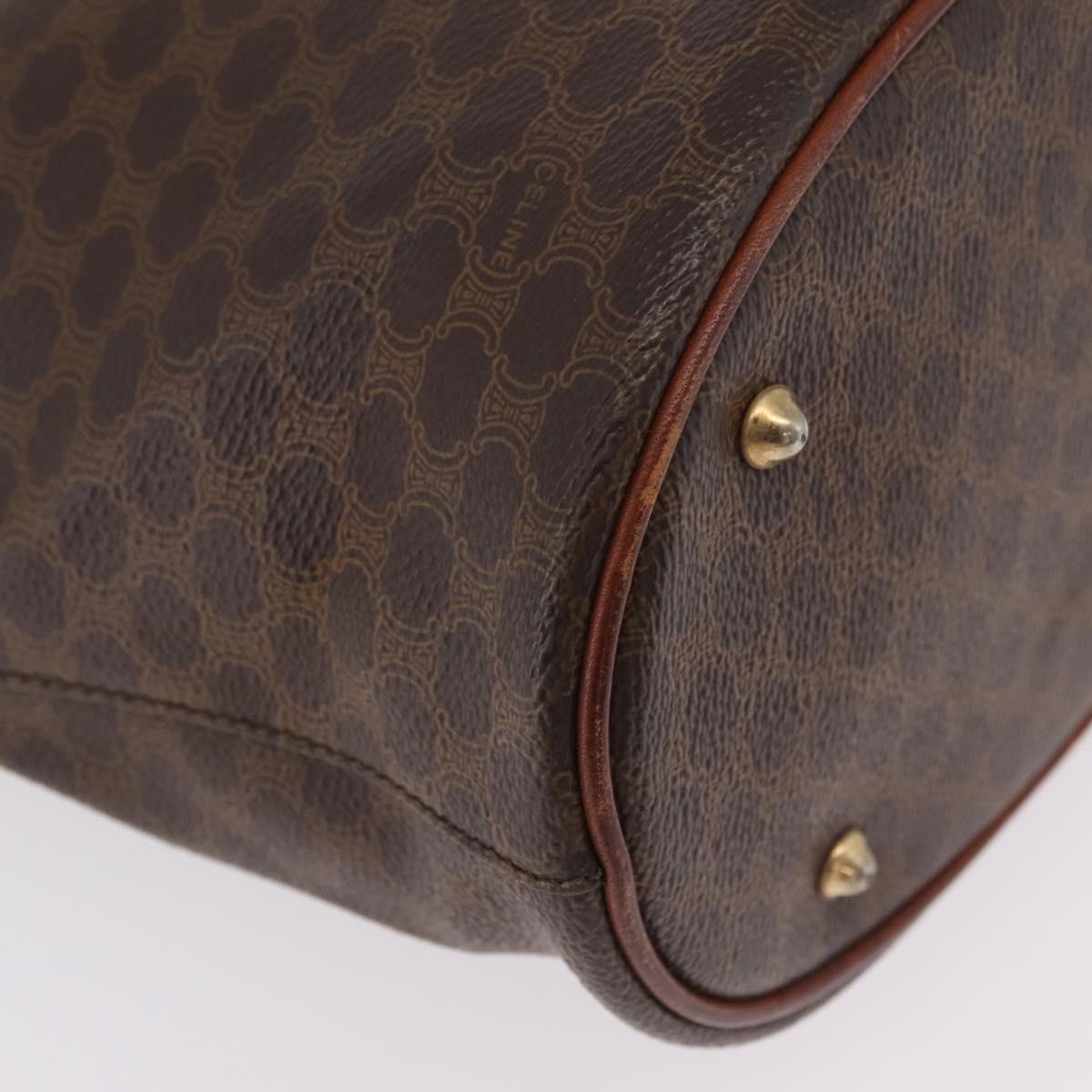 CELINE Macadam Canvas Tote Bag PVC Leather Brown Gold Auth ep16417