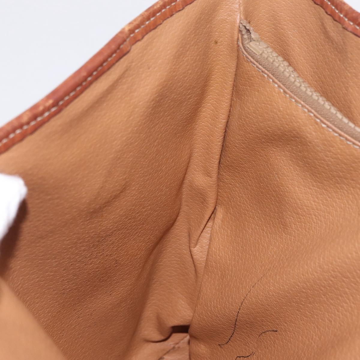 CELINE Macadam Canvas Tote Bag PVC Leather Brown Gold Auth ep16417