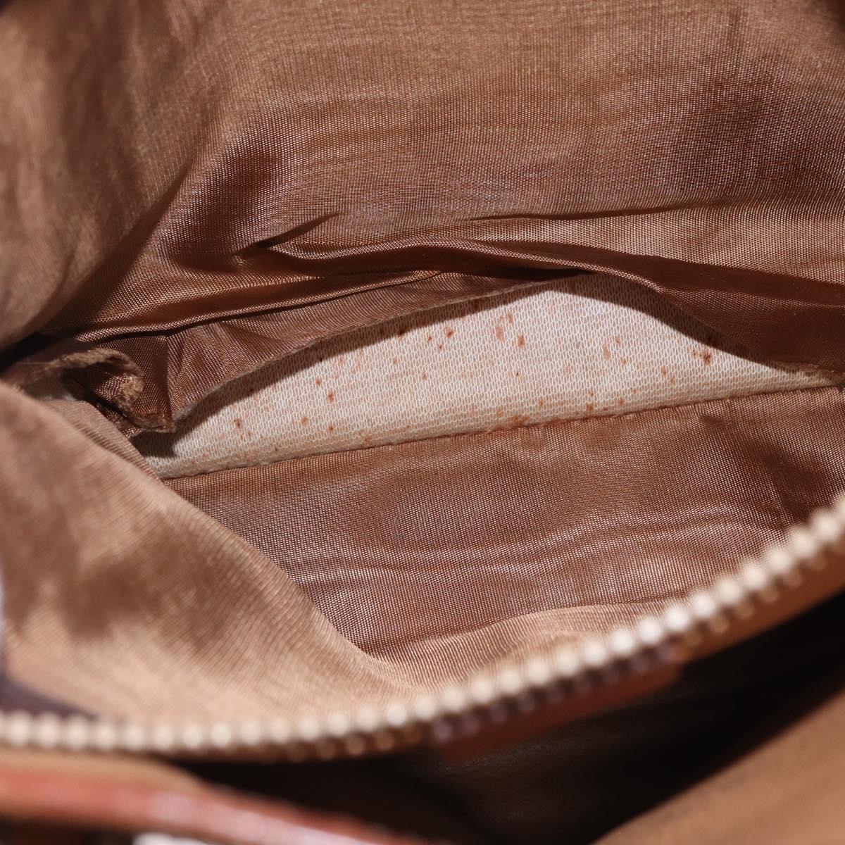 CELINE Macadam Canvas Tote Bag PVC Leather Brown Gold Auth ep16417
