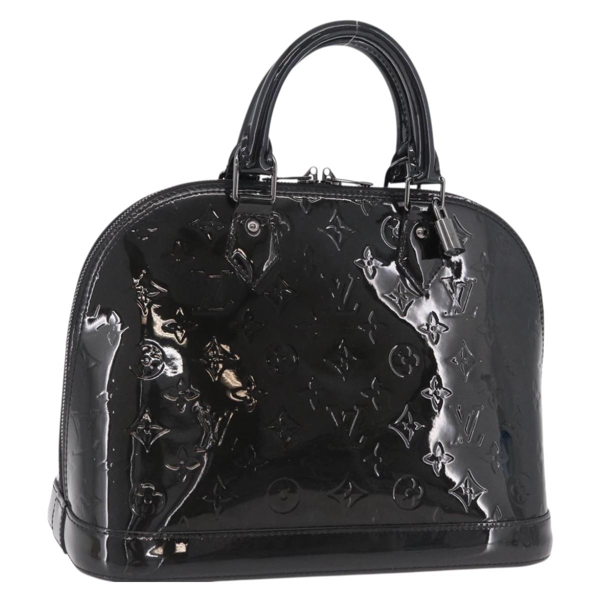 LOUIS VUITTON Monogram Vernis Alma PM Bag Noir Manetic M90061 LV Auth ep16419V
