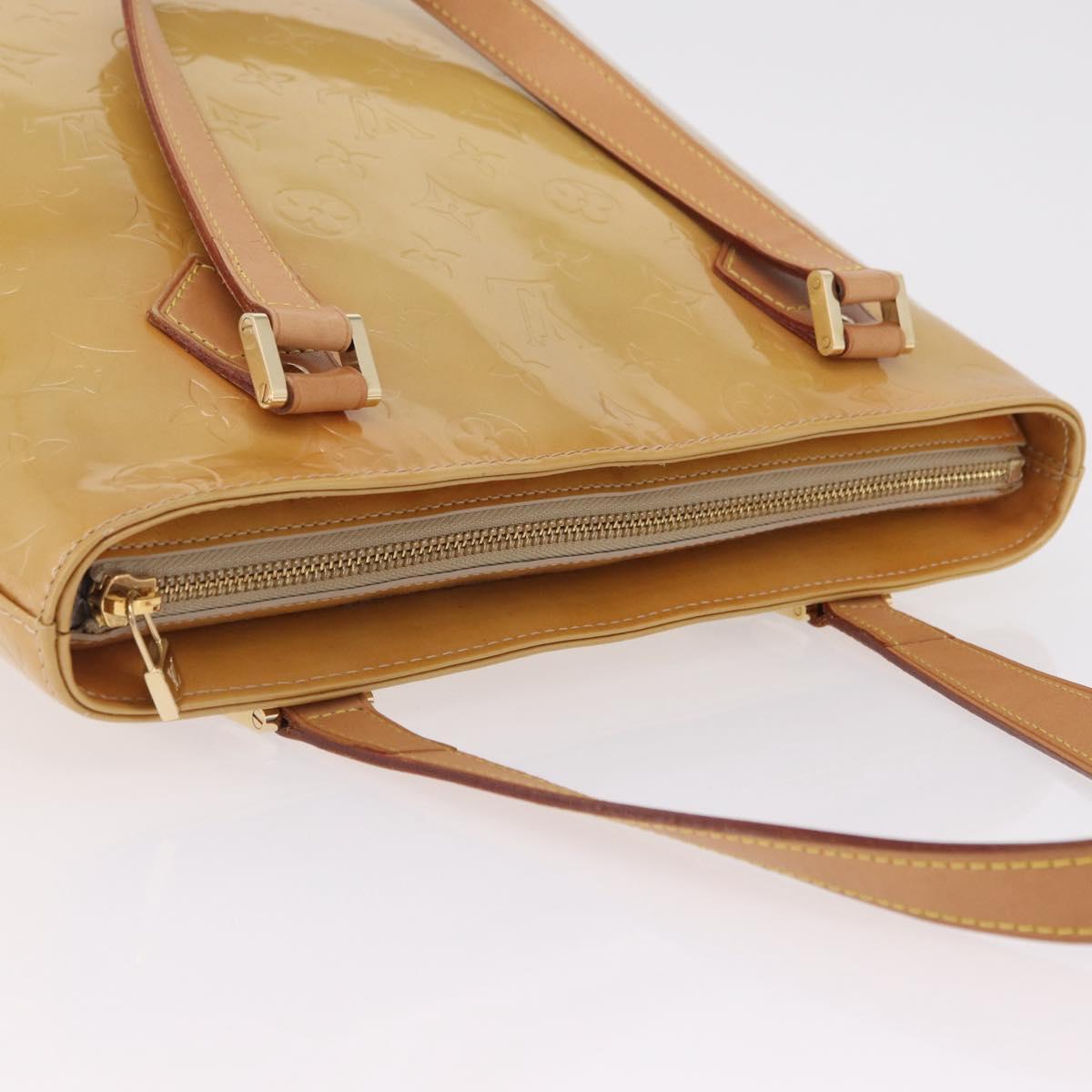 LOUIS VUITTON Monogram Vernis Houston Hand Bag Beige M91004 LV Auth ep16420A