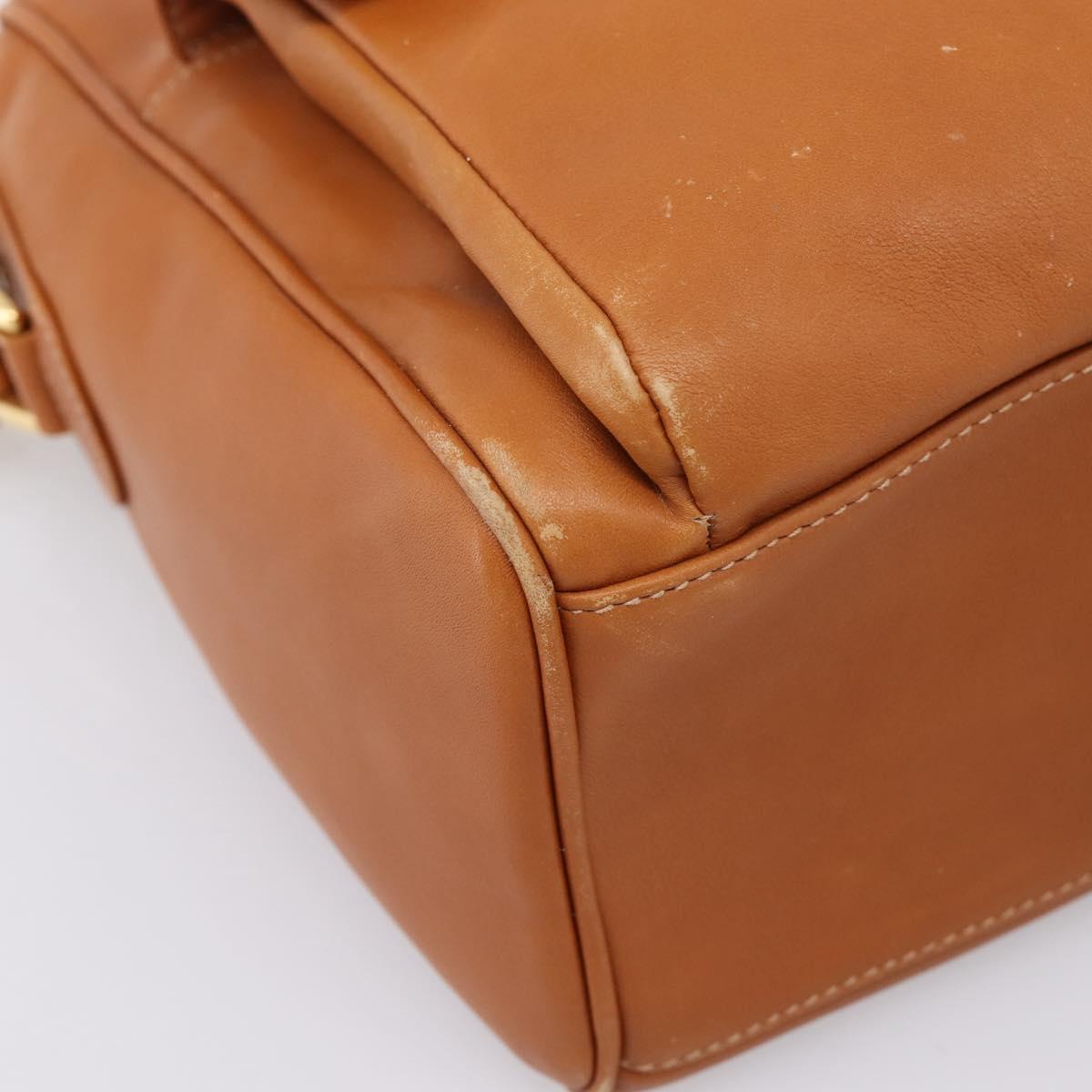 GUCCI Bamboo Shoulder Bag Leather Brown Gold Auth ep16426