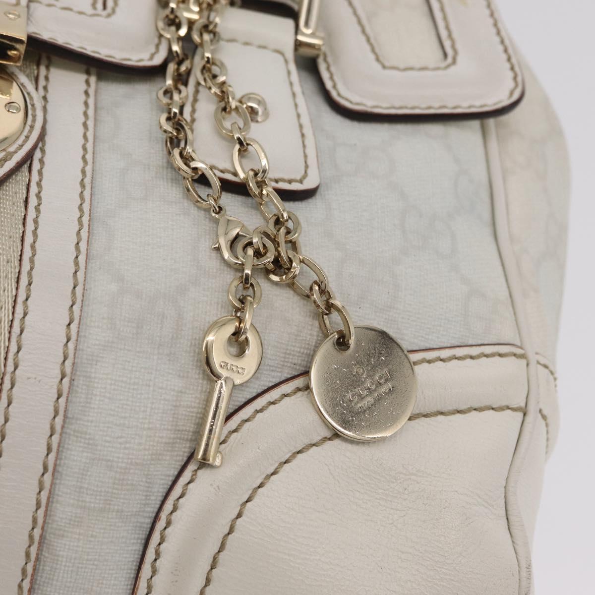 GUCCI GG Supreme Sherry Line Hand Bag PVC White Gold Auth ep16430A