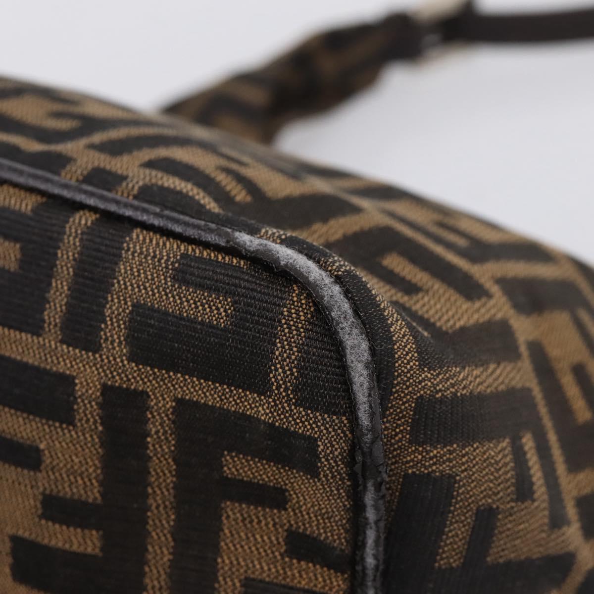 FENDI Zucca Canvas Mamma Baguette Shoulder Bag Brown Black Auth ep16455A