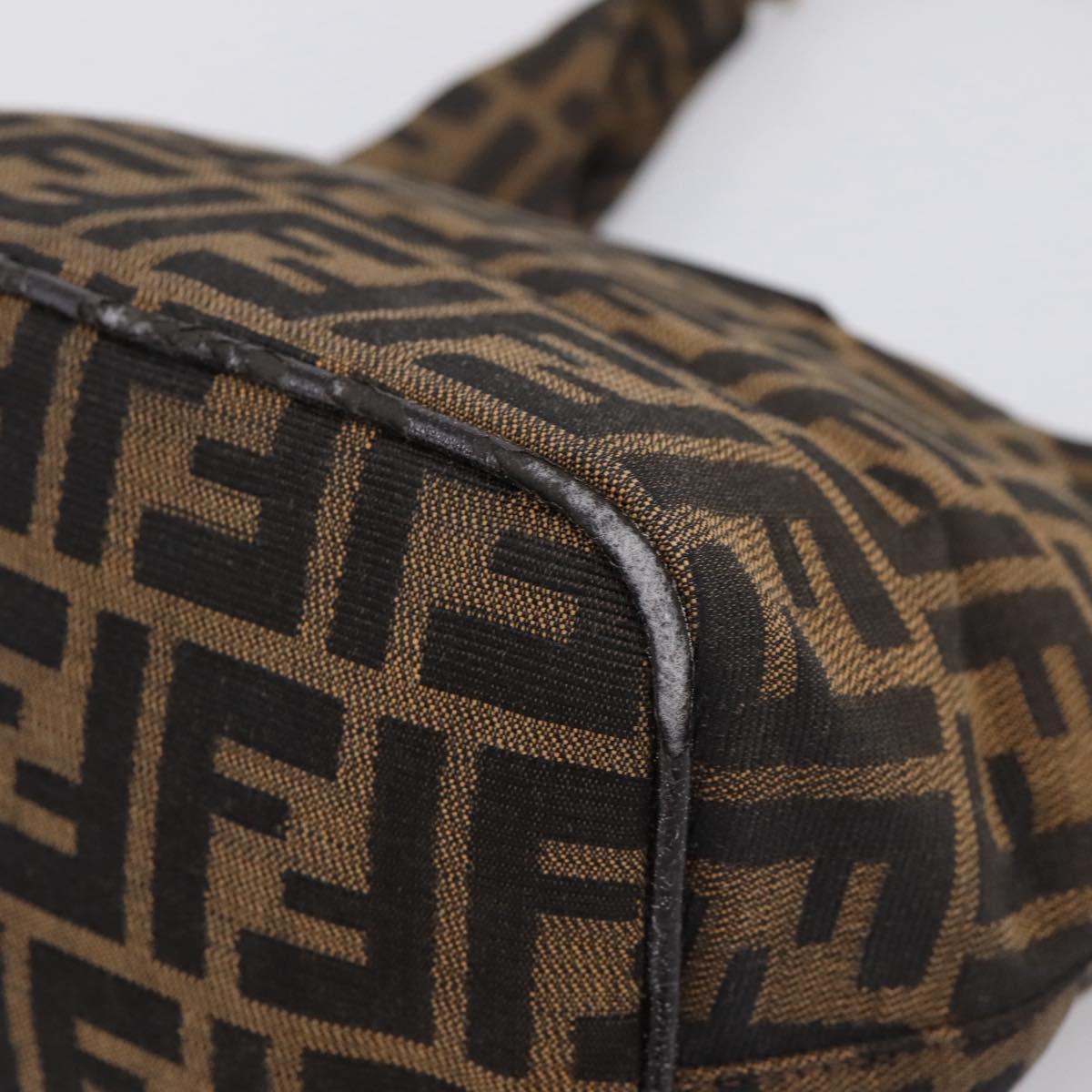 FENDI Zucca Canvas Mamma Baguette Shoulder Bag Brown Black Auth ep16455A