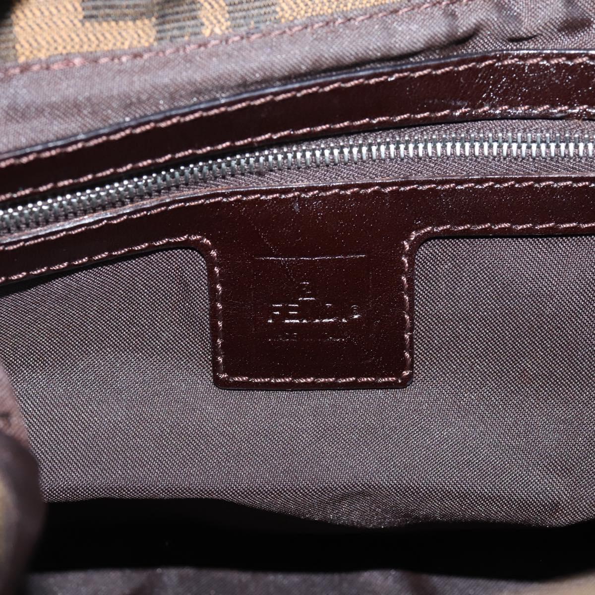 FENDI Zucca Canvas Mamma Baguette Shoulder Bag Brown Black Auth ep16455A