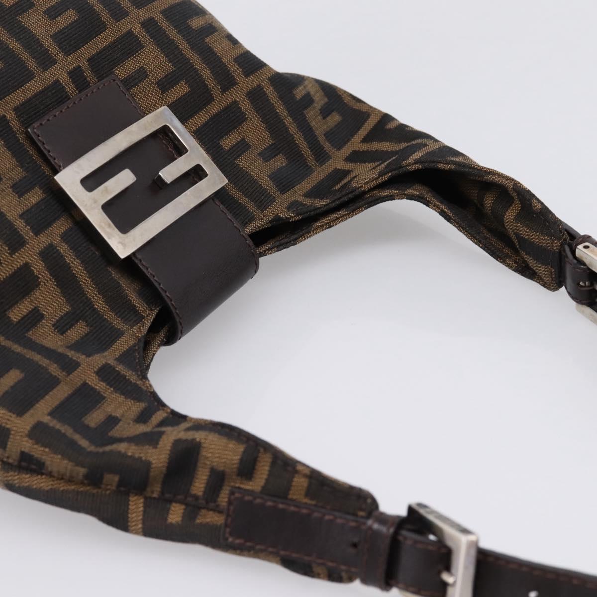FENDI Zucca Canvas Mamma Baguette Shoulder Bag Brown Black Auth ep16455A