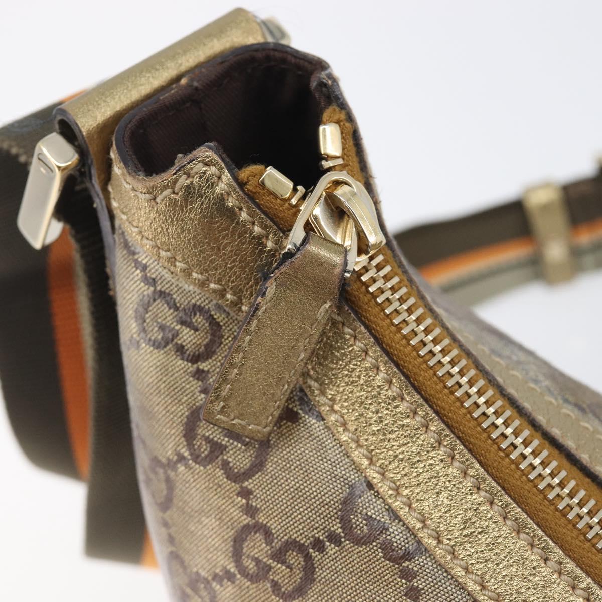 GUCCI GG Crystal Sherry Line Shoulder Bag Coated Canvas Gold 181092 Auth ep16456