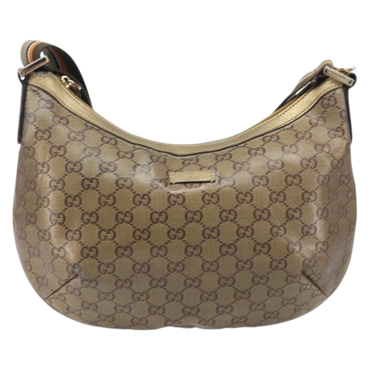 GUCCI GG Crystal Sherry Line Shoulder Bag Coated Canvas Gold 181092 Auth ep16456