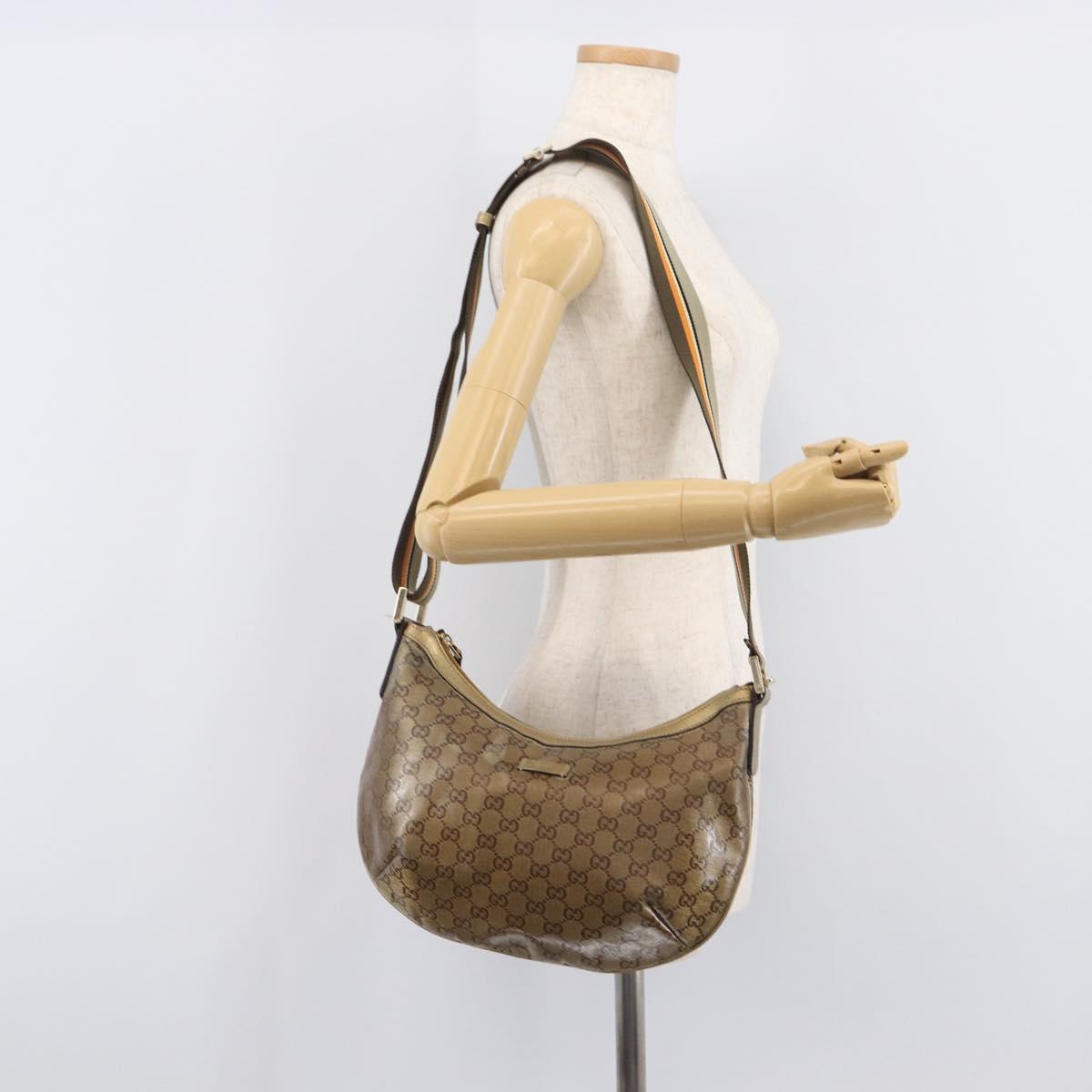 GUCCI GG Crystal Sherry Line Shoulder Bag Coated Canvas Gold 181092 Auth ep16456