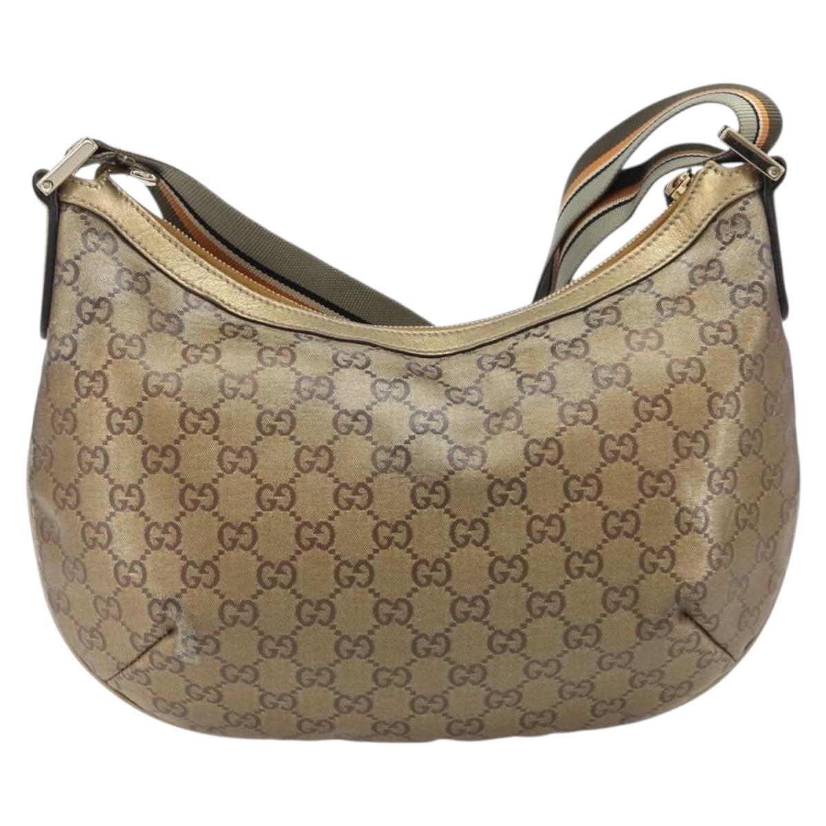 GUCCI GG Crystal Sherry Line Shoulder Bag Coated Canvas Gold 181092 Auth ep16456