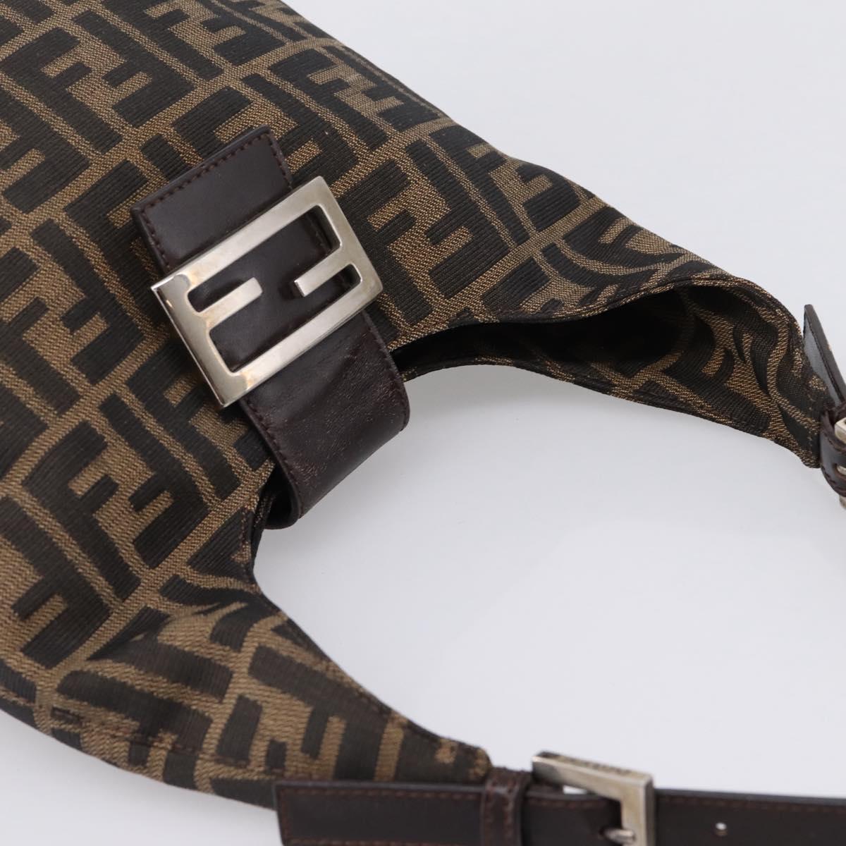 FENDI Zucca Canvas Mamma Baguette Shoulder Bag Brown Black Auth ep16459