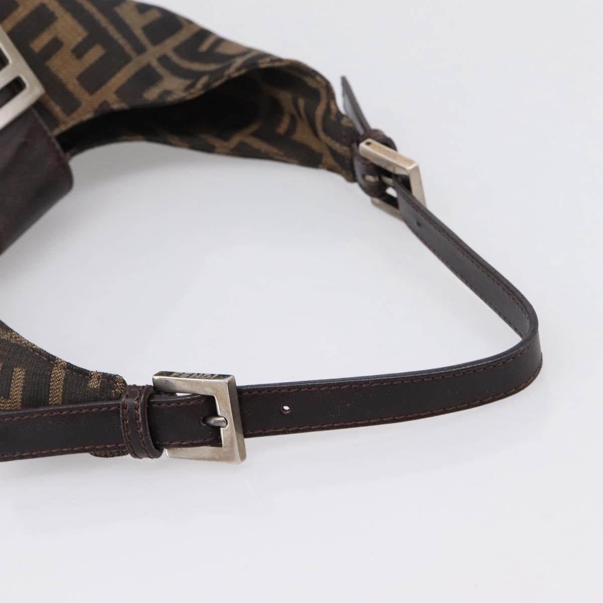 FENDI Zucca Canvas Mamma Baguette Shoulder Bag Brown Black Auth ep16459