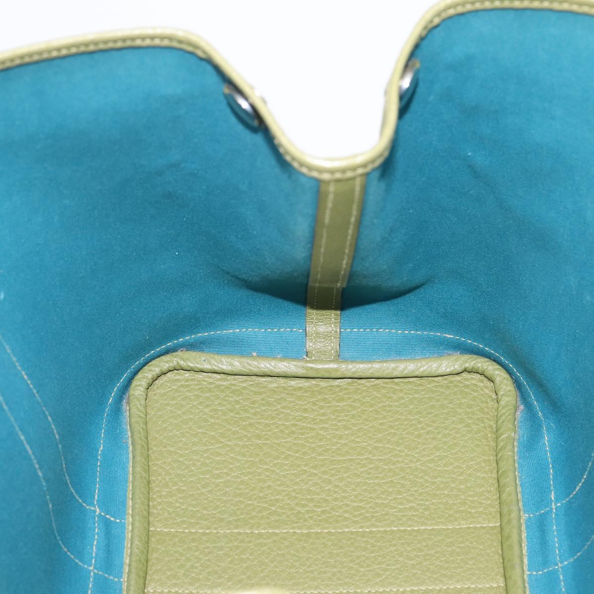 HERMES Garden Party PM Hand Bag Canvas Green Silver Auth ep16460A