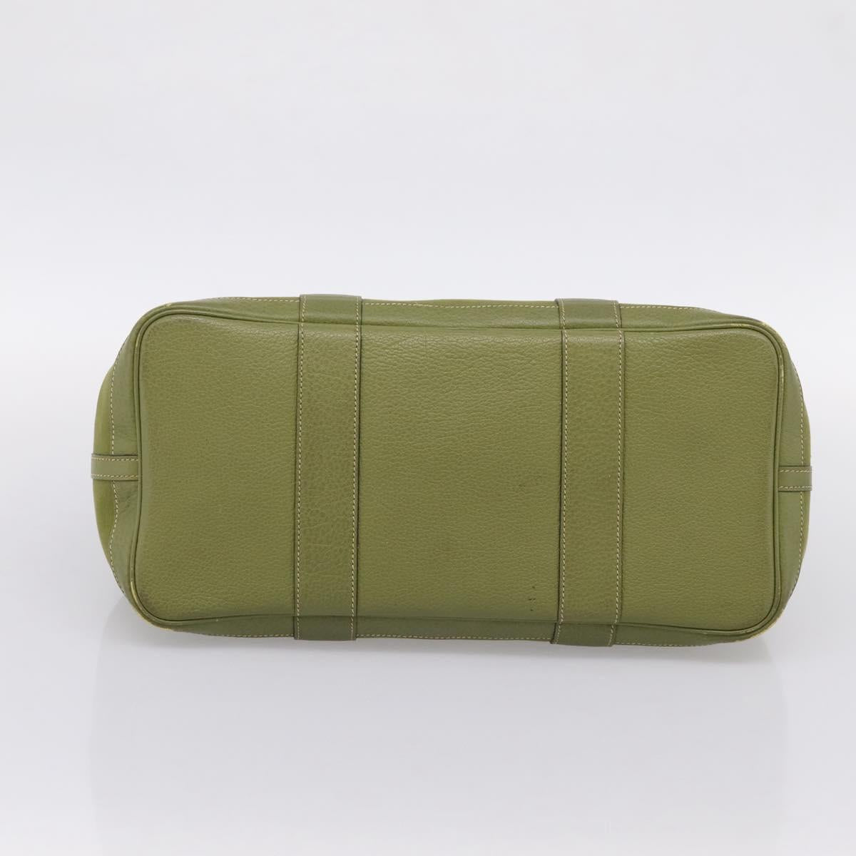HERMES Garden Party PM Hand Bag Canvas Green Silver Auth ep16460A