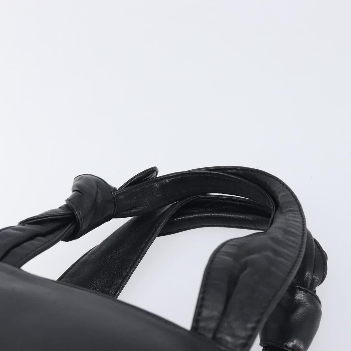 LOEWE Hand Bag Leather Black Gold Auth ep16467