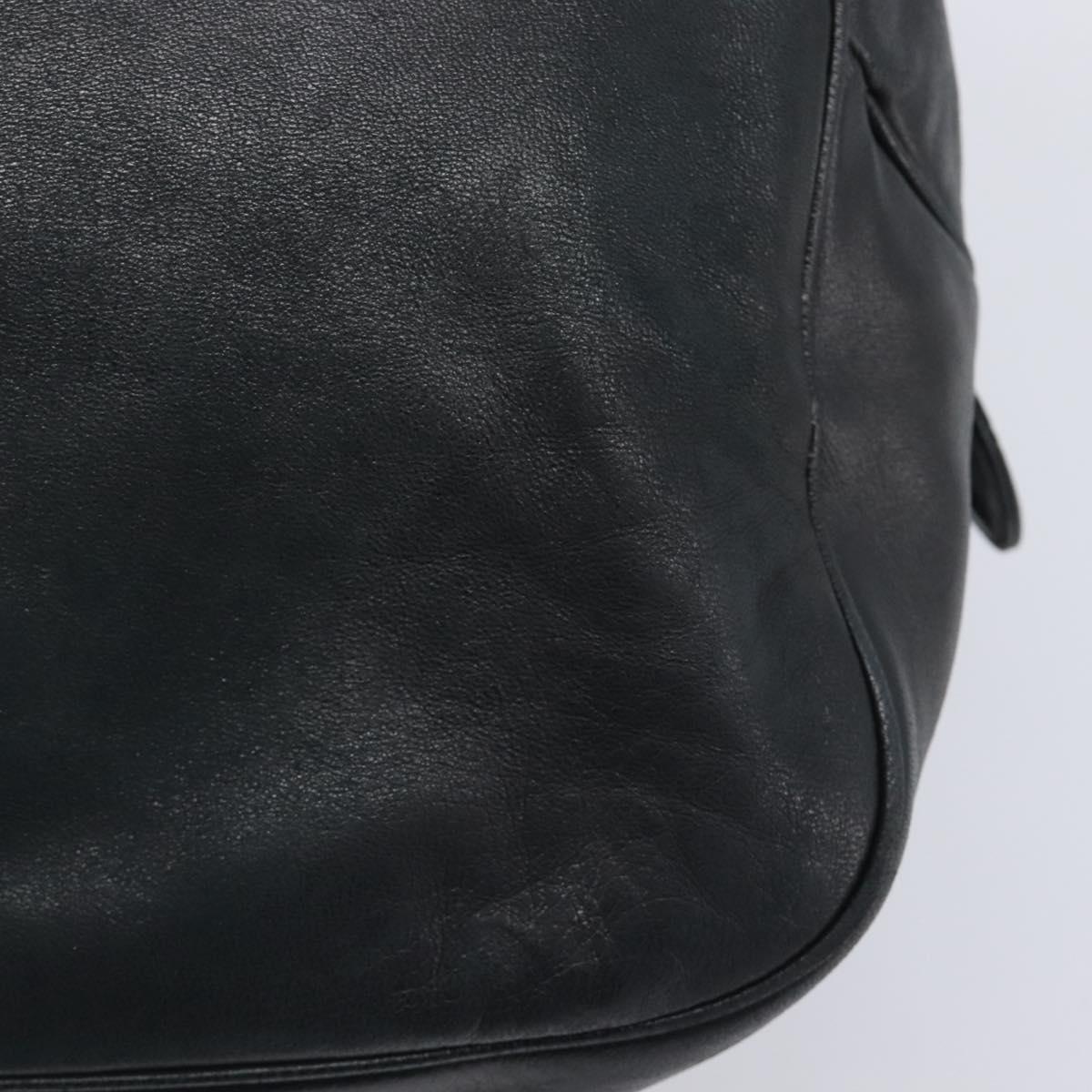 Christian Dior Hand Bag Leather Navy Gold Tone Auth ep16468