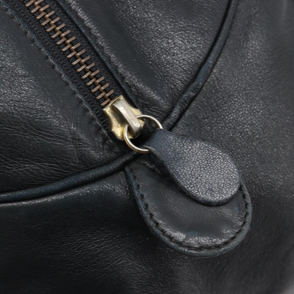 Christian Dior Hand Bag Leather Navy Gold Tone Auth ep16468