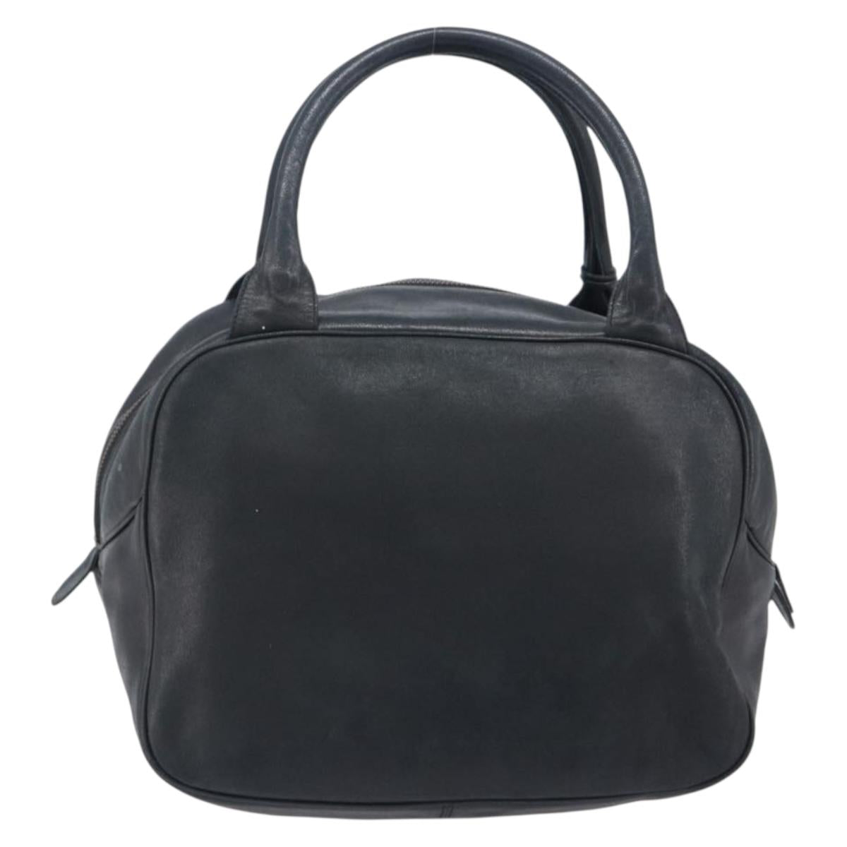 Christian Dior Hand Bag Leather Navy Gold Tone Auth ep16468