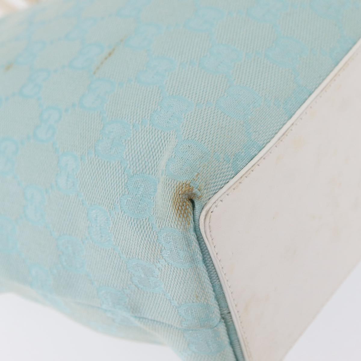 GUCCI GG Canvas Tote Bag Light Blue Gold 002 1099 Auth ep16469A