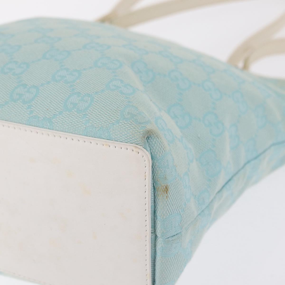 GUCCI GG Canvas Tote Bag Light Blue Gold 002 1099 Auth ep16469A