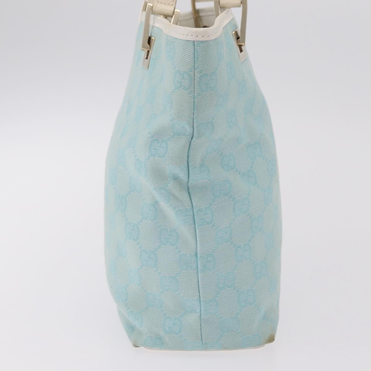 GUCCI GG Canvas Tote Bag Light Blue Gold 002 1099 Auth ep16469A