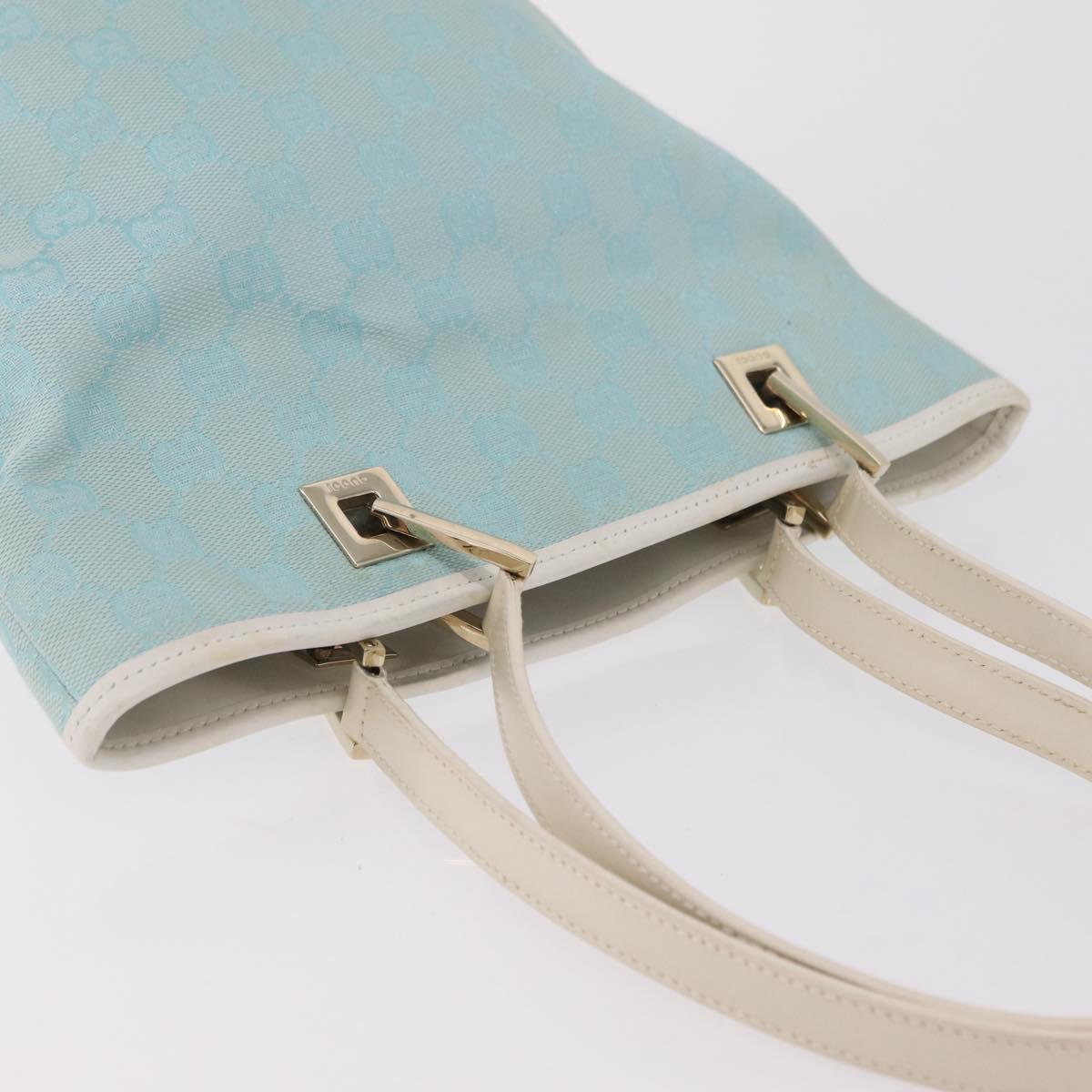 GUCCI GG Canvas Tote Bag Light Blue Gold 002 1099 Auth ep16469A