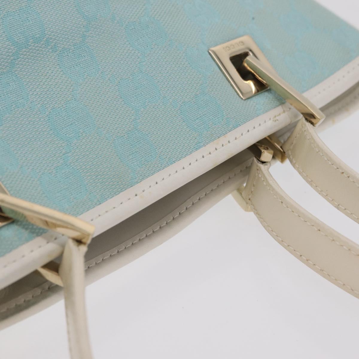GUCCI GG Canvas Tote Bag Light Blue Gold 002 1099 Auth ep16469A