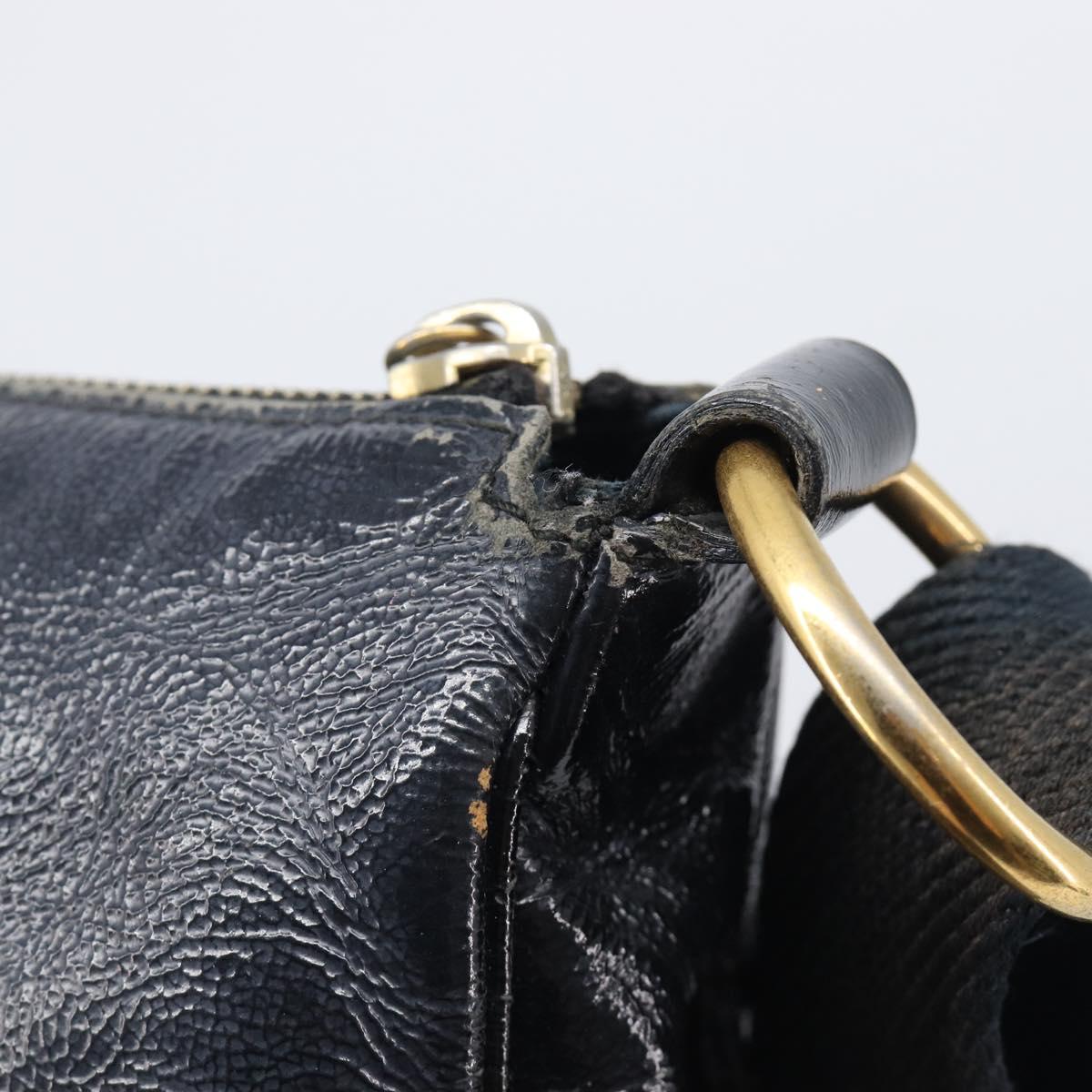 Saint Laurent Shoulder Bag Patent Leather Black Gold Auth ep16470