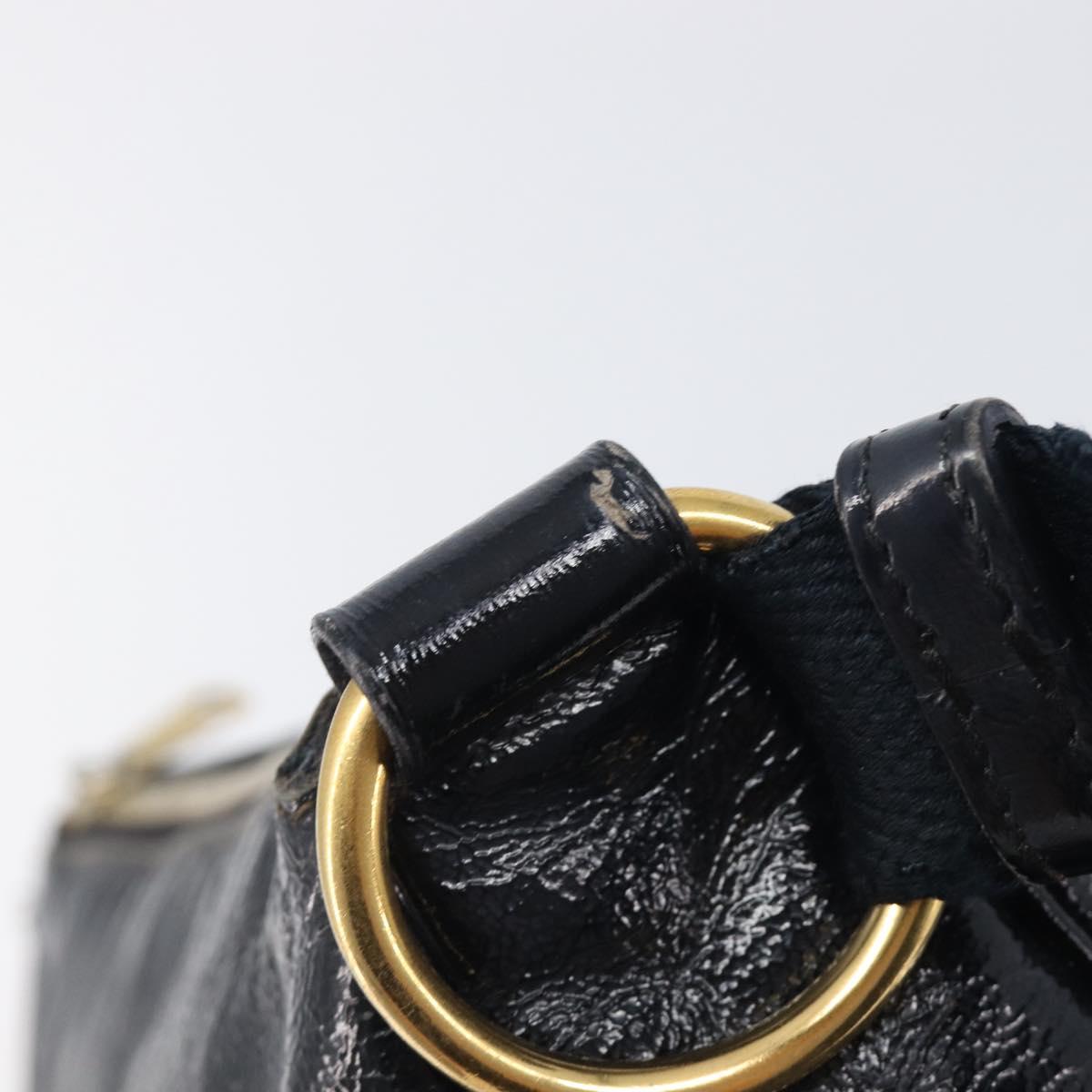 Saint Laurent Shoulder Bag Patent Leather Black Gold Auth ep16470