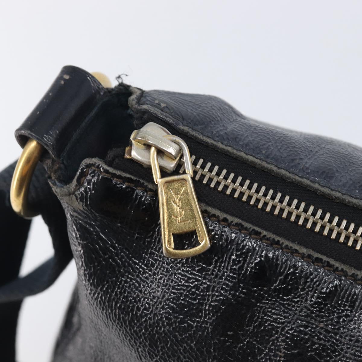 Saint Laurent Shoulder Bag Patent Leather Black Gold Auth ep16470