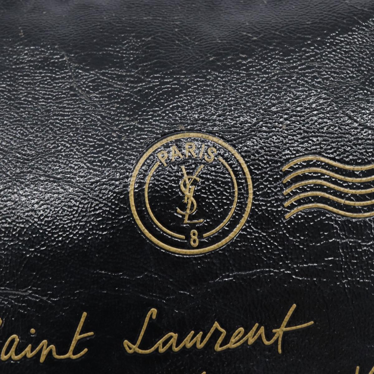 Saint Laurent Shoulder Bag Patent Leather Black Gold Auth ep16470