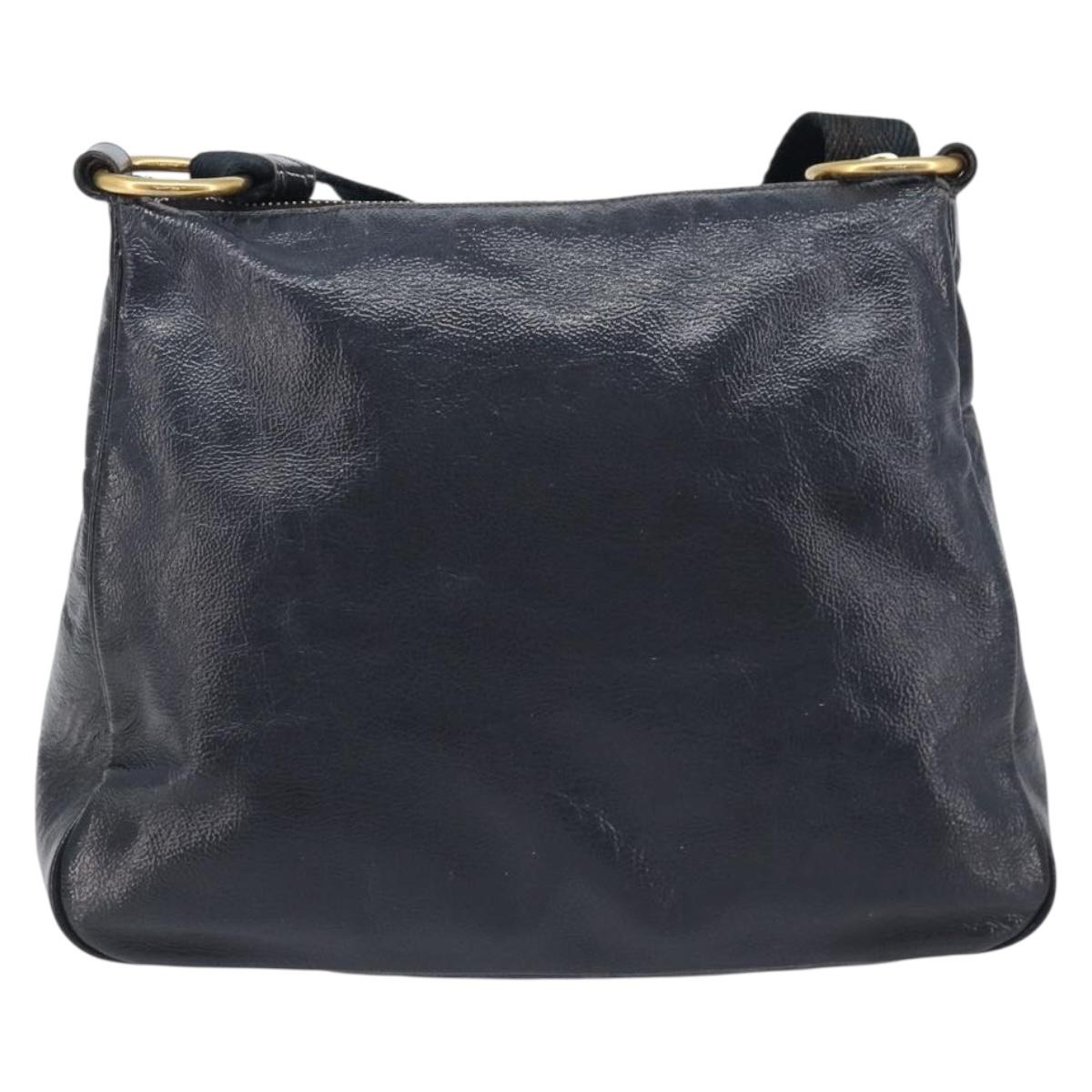 Saint Laurent Shoulder Bag Patent Leather Black Gold Auth ep16470
